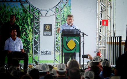 O governador Mauro Mendes, durante evento em Sorriso