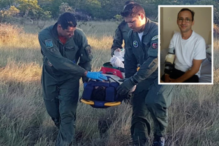 O copiloto Marcelo Balestrin (detalhe)  resgatado aps cinco dias na mata