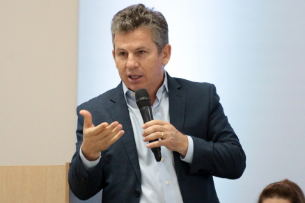 O governador Mauro Mendes, que far balano ao final do primeiro quadrimestre