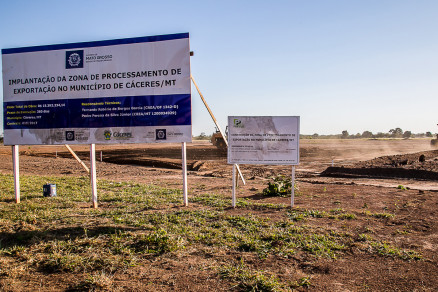 Canteiro de obras da ZPE de Cceres, conforme registro feito em agosto de 2017