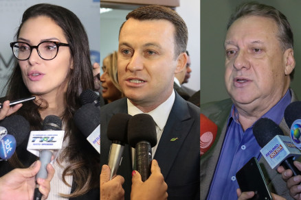 Os deputados Janaina Riva, Xuxu Dal Molin e Romoaldo Junior