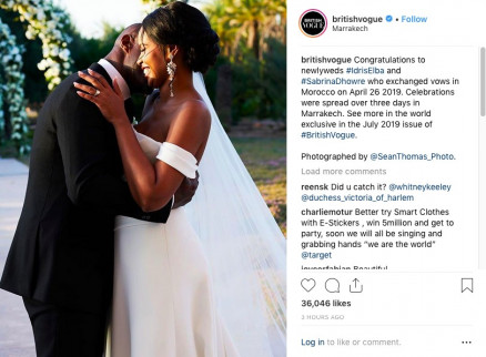 A foto do casamento de Idris Elba com a modelo Sabrina Dhowre 