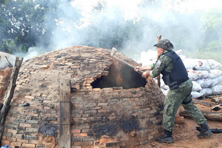 Carvoarias ilegais foram localizadas e destrudas pela PM Ambiental