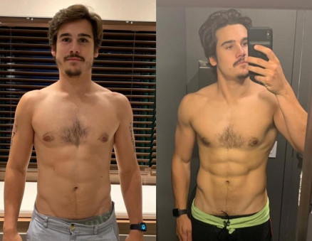 Antes e depois do ator Nicolas Prattes 