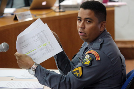 O cabo Gerson Corre durante reinterrogatrio no Frum de Cuiab