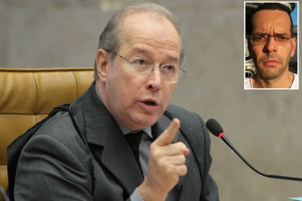 O ministro Celso de Mello, que anulou condenao de Lindomar de Almeida (no detalhe)