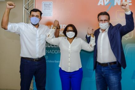 O deputado Allan Kardec, a pr-candidata a prefeita de Cuiab Gisela Simona e o pr-candidato ao Senado Euclides Ribeiro