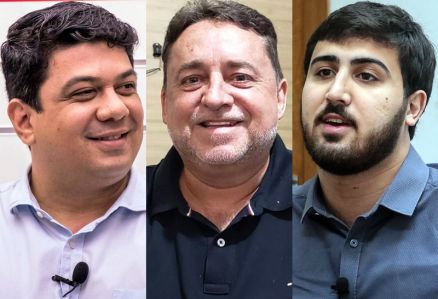 Os candidatos Kalil Baracat, Flvio Frical e Emanuelzinho: disputa em Vrzea Grande