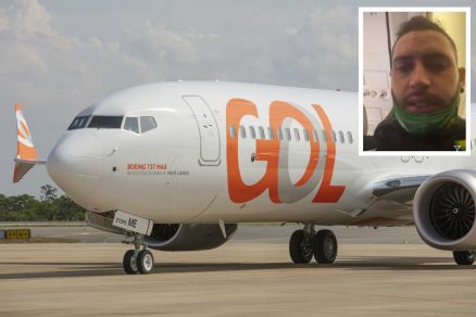 O jogador Jean Patrick publicou vdeos de dentro da aeronave