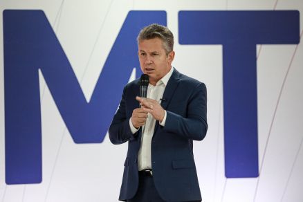 O governador Mauro Mendes durante o lanamento do programa Mais MT (Tchlo Figueiredo/Secom-MT)