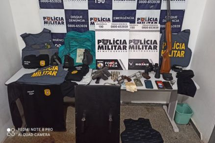 Materiais apreendidos pela Rotam com os suspeitos