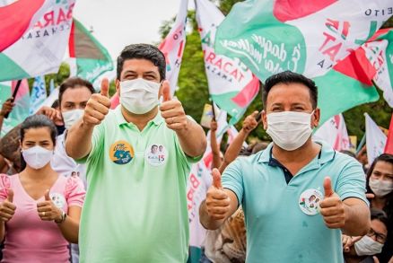 Kalil Baracat e Jos Hazama, prefeito e vice de Vrzea Grande durante campanha eleitoral em 2020