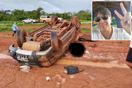 Danilo Boneti (detalhe) voltava para Campo Novo do Parecis quando capotou o carro