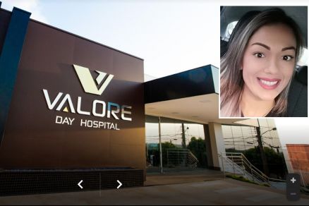 Fachada do Valore Day, hospital onde Keitiane Silva (no detalhe) fez a cirurgia