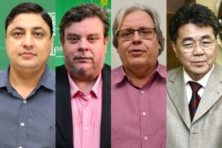Os secretrios municipais Clio Rodrigues da Silva (Sade) e Alexandre Beloto Andrade (Gesto); o ex-secretrio Luiz Possas de Carvalho, e o ex-diretor da Empresa Cuiabana de Sade, Antnio Kato