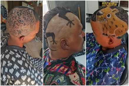 Barbeiro afirma que se superou em desenho de on�a feito em s�cio