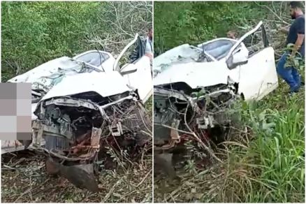 O carro em que estavam Jos Santos Primo e sua Filha Irena de Abreu