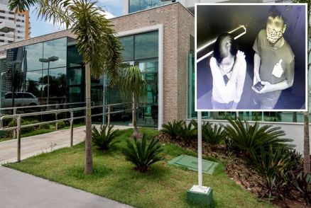 Fachada do Edifcio Premiato; no detalhe, adolescentes apontados como autores de assalto