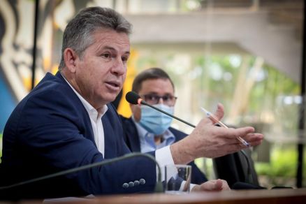 O governador Mauro Mendes: obras do BRT em Cuiab e Vrzea Grande