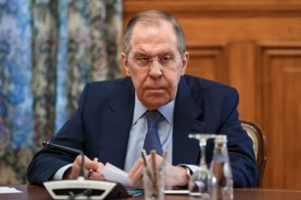 O chanceler russo, Serguei Lavrov, durante entrevista 