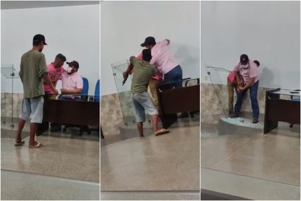 Os dois discutem e depois tem incio a luta corporal; invasor foi desarmado