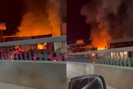 Incndio destri loja de artigo de festas, na Avenida Fernando Corra, em em Cuiab