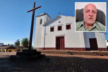 O padre Pedro Canisio (detalhe), que  proco na Igreja Nossa Senhora do Rosrio e So Benedito