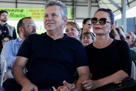 O governador Mauro Mendes e a primeira-dama Virginia Mendes