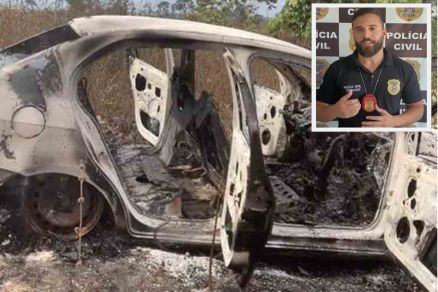 O delegado  Marcus Vinicius Ferreira (detalhe), que investiga o caso