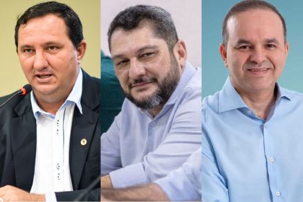 O presidente regional do PT, deputado estadual Valdir Barranco, Julier Sebastio e Edvaldo Pereira 