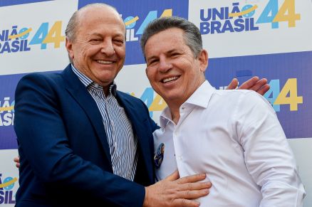 O vice-governador Otaviano Pivetta e o governador Mauro Mendes