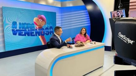 O apresentador Tino Junior e a jornalista Ana Paula Portuguesa durante o quadro 