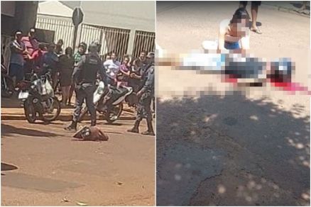 V�tima ficou ca�da no asfalto com capacete na cabe�a