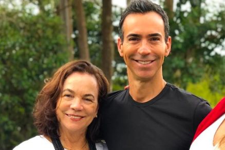Edna Vantini Tralli e o filho Csar Tralli
