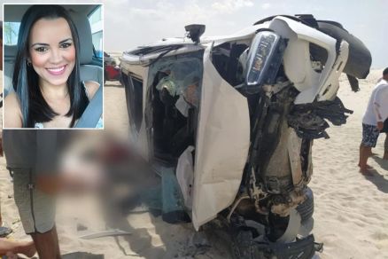 Danbia Daine Reis e o carro avariado aps o acidente: sucesso de erros