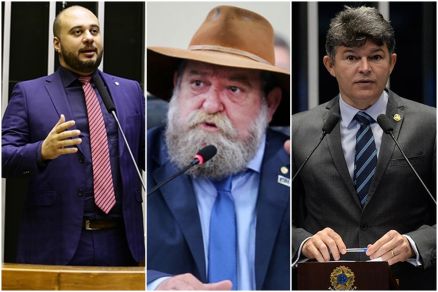 Os deputados federais Dr. Leonardo, Nelson Barbudo e Jos Medeiros