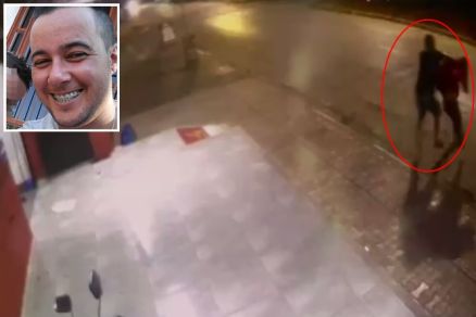 Momento em que Rafael e o criminoso lutam na entrada da conveni�ncia