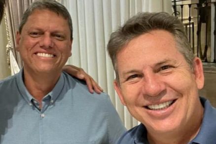 Os governadores Tarcsio de Freitas (So Paulo) e Mauro Mendes