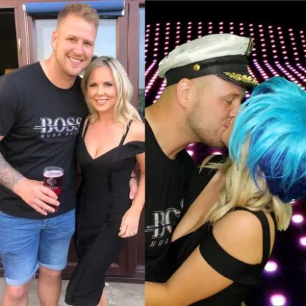 Joe Westerman, jogador de rgbi, e a esposa, Lauren; atleta foi flagrado fazendo sexo na rua com outra mulher