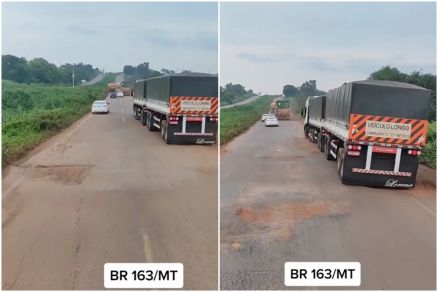Vdeo de caminhoneiro mostrando as ms condies da BR-163 ultrapassou cinquenta mil visualizaes no TikTok 