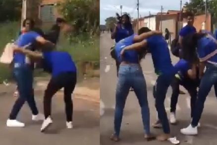 Vdeos da briga entre as alunas viralizou nas redes sociais 