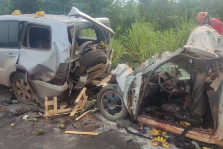 Com o impacto, o Montana ficou destrudo; acidente foi na MT-010, que liga Cuiab  Nossa Senhora da Guia