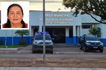 Fachada da Prefeitura de Ribeiro Cascalheira e a vice-prefeita, Professora Isabel, afastada das funes