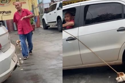 Idoso flagrado arrastando cachorro em Jaciara