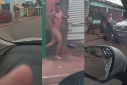 Homem nu correndo pelas ruas do Novo Paraso em Cuiab 