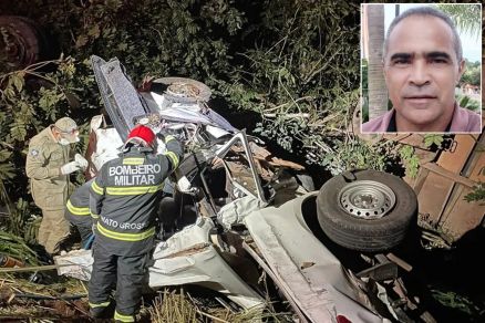 Veculo conduzido por Elmo Batista (detalhe) no momento do acidente 