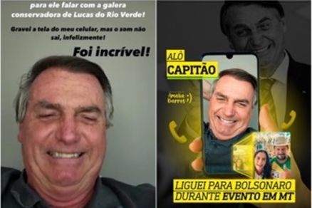 O ex-presidente Jair Bolsonaro, que fez chamada de vdeo com mato-grossenses 