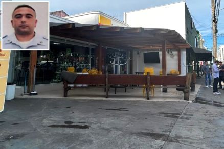 O PM Thiago de Souza Ruiz (detalhe), que foi morto nesta quinta