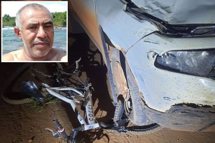 A bicicleta de Antnio Marcos (detalhe) ficou embaixo dos pneu da Fiat Toro