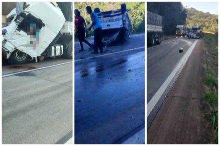 Motorista de carreta ficou preso s ferragens aps coliso